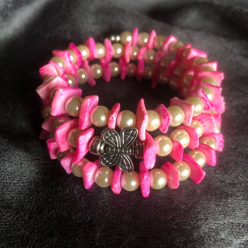 3/$10 Pink and White Wrap Bracelet